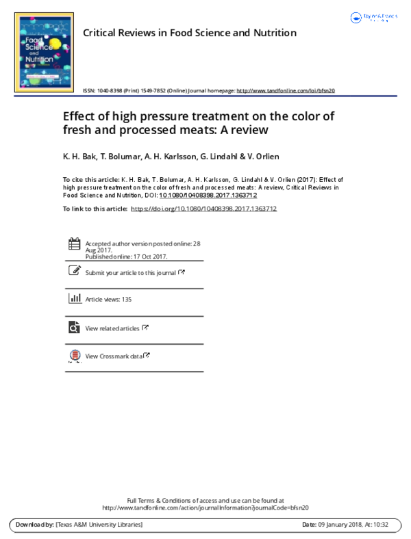 (PDF) Effect of high pressure treatment on the color of fresh and ...