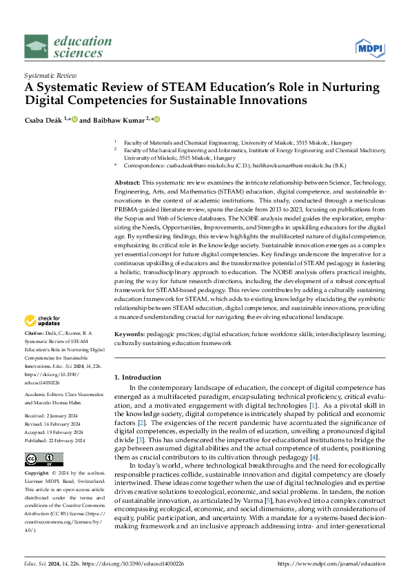 (PDF) A Systematic Review of STEAM Education's Role in Nurturing ...