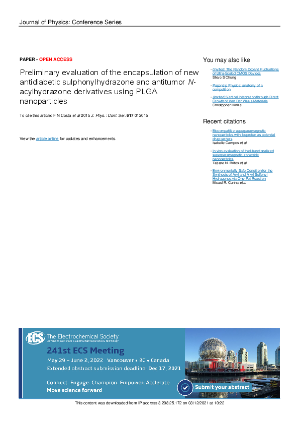 (PDF) Preliminary evaluation of the encapsulation of new antidiabetic ...