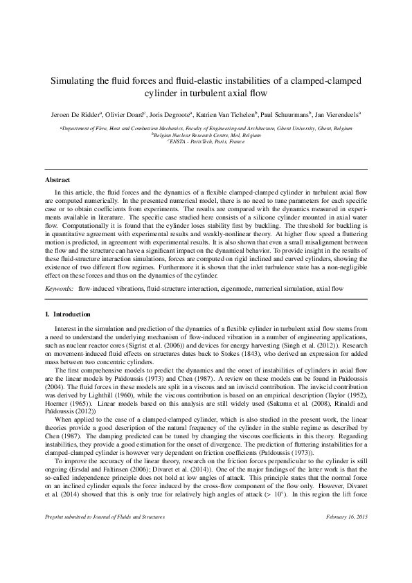 (PDF) Simulating the fluid forces and fluid-elastic instabilities of a ...