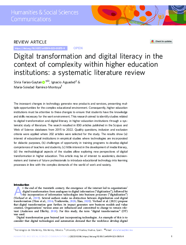 (PDF) Digital transformation and digital literacy in the context of ...