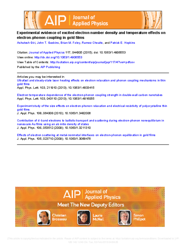 (PDF) Experimental evidence of excited electron number density and ...