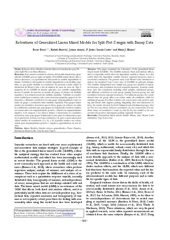 (PDF) Robustness of Generalized Linear Mixed Models for Split-Plot ...