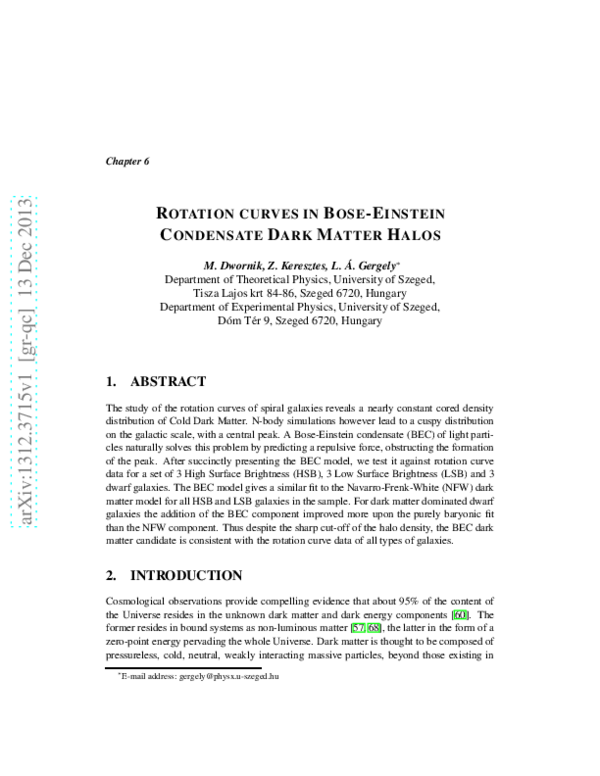 (PDF) Chapter 6 ROTATION CURVES IN BOSE-EINSTEIN