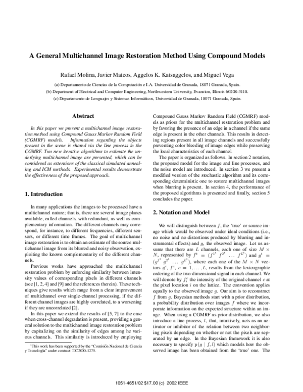 (PDF) A general multichannel image restoration method using compound models
