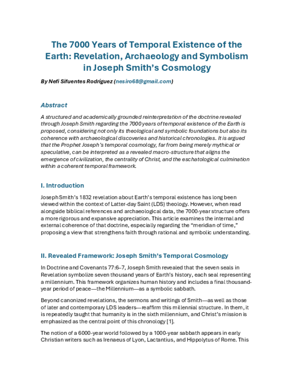 (PDF) The 7000 Years of Temporal Existence of the Earth: Revelation ...