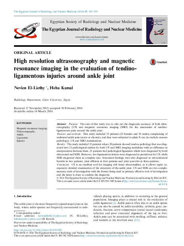 (PDF) High resolution ultrasonography and magnetic resonance imaging in ...