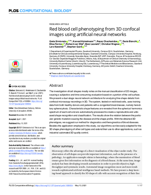 (PDF) Red blood cell phenotyping from 3D confocal images using ...