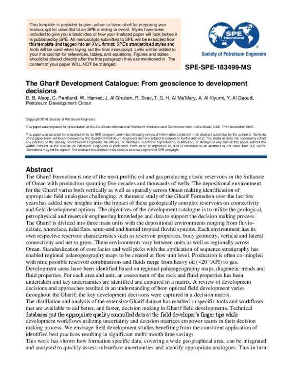 (PDF) The Gharif Development Catalogue: From geoscience to development ...