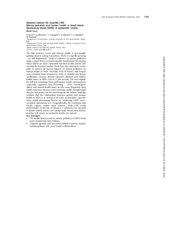 (PDF) Marine pollution and human health in Small Island Developing ...