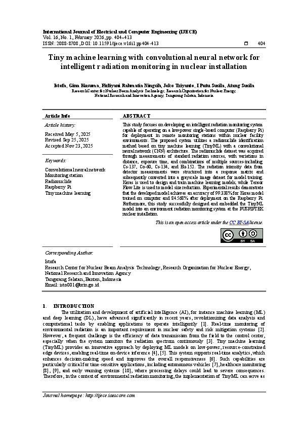 (PDF) Tiny machine learning with convolutional neural network for ...