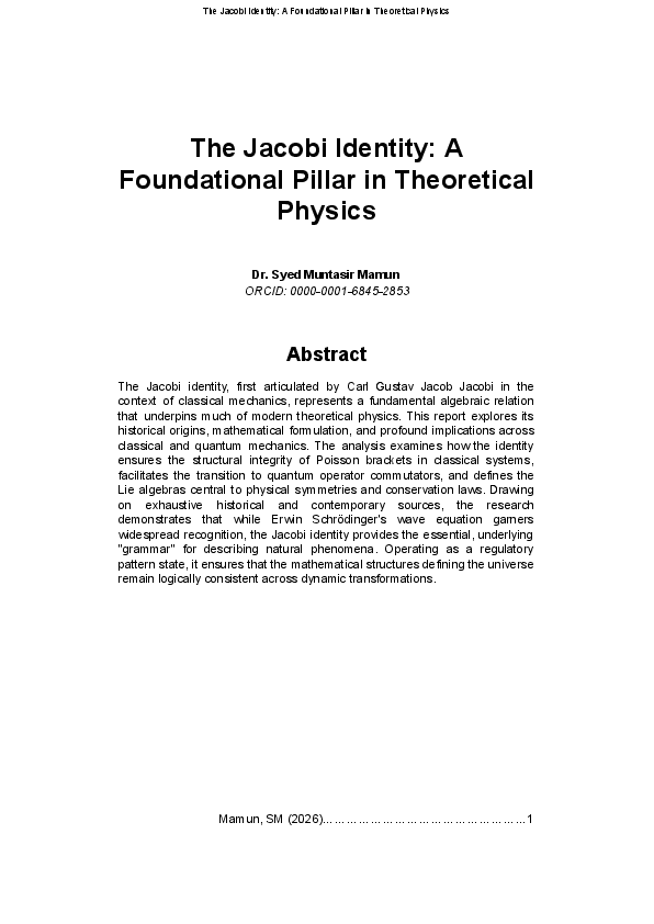 (PDF) The Jacobi Identity: A Foundational Pillar in Theoretical Physics