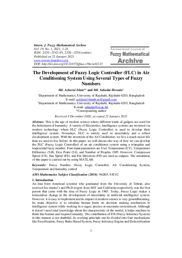 (PDF) The Development of Fuzzy Logic Controller (FLC) in Air ...