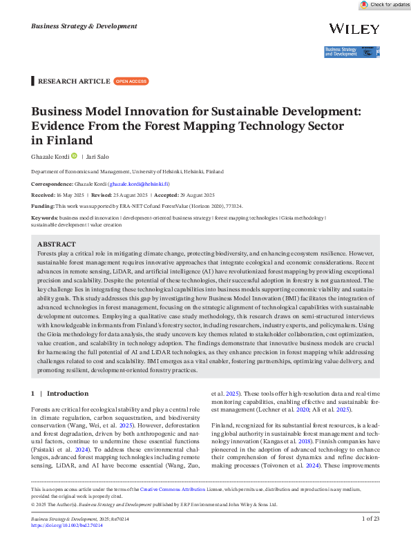 (PDF) Business Model Innovation for Sustainable Development: Evidence ...
