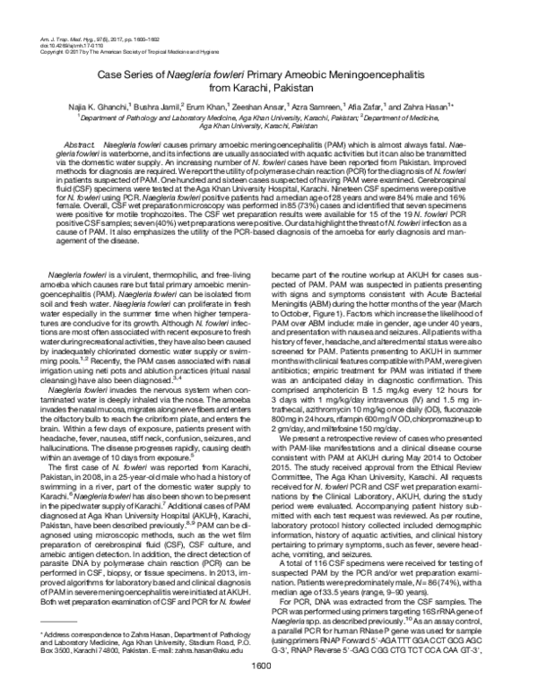 (PDF) Case Series of Naegleria fowleri Primary Ameobic ...