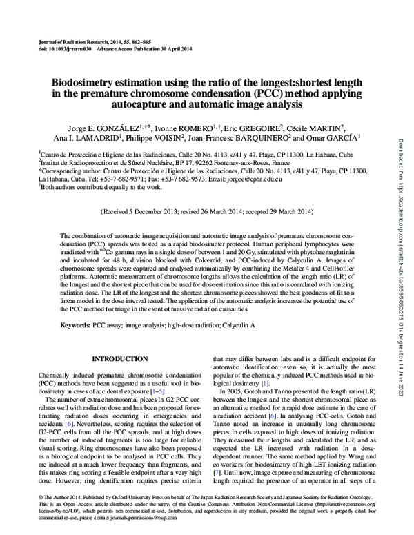 (PDF) Biodosimetry estimation using the ratio of the longest:shortest ...