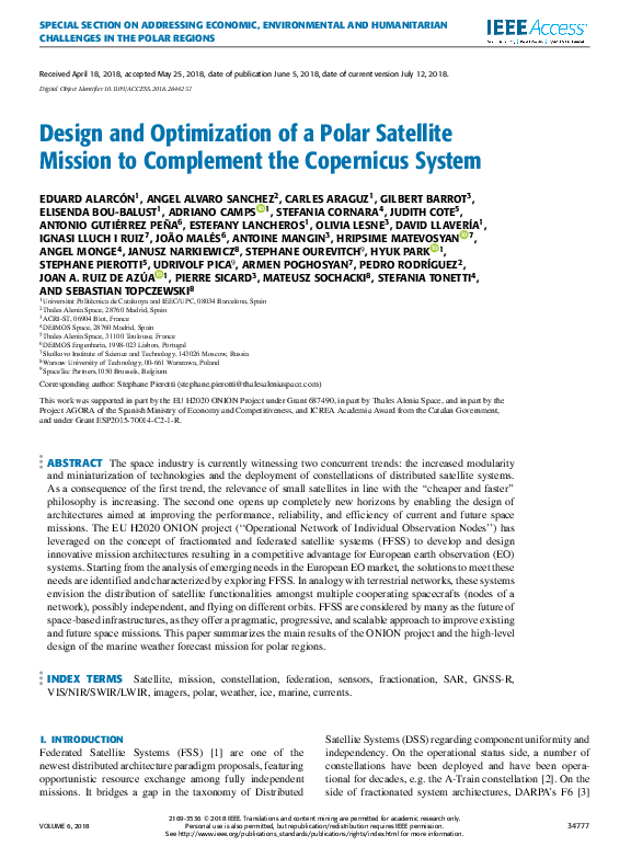 (PDF) Design and Optimization of a Polar Satellite Mission to ...