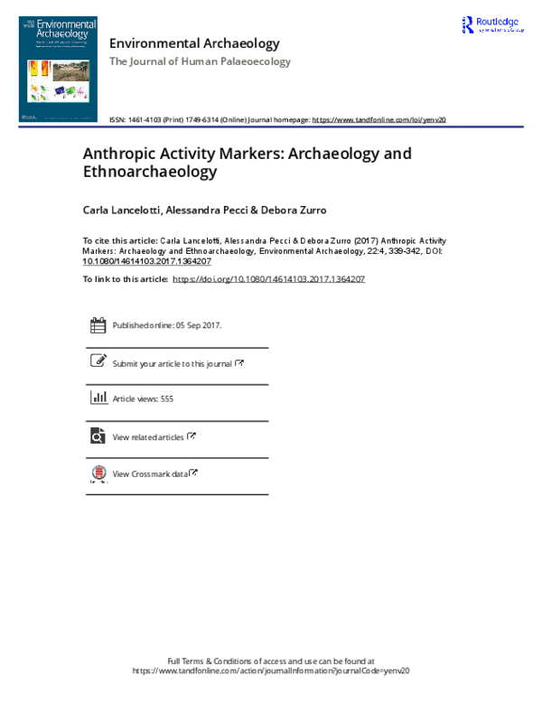 (PDF) Anthropic Activity Markers: Archaeology and Ethnoarchaeology