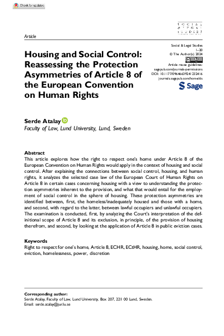 (PDF) Housing and Social Control: Reassessing the Protection ...