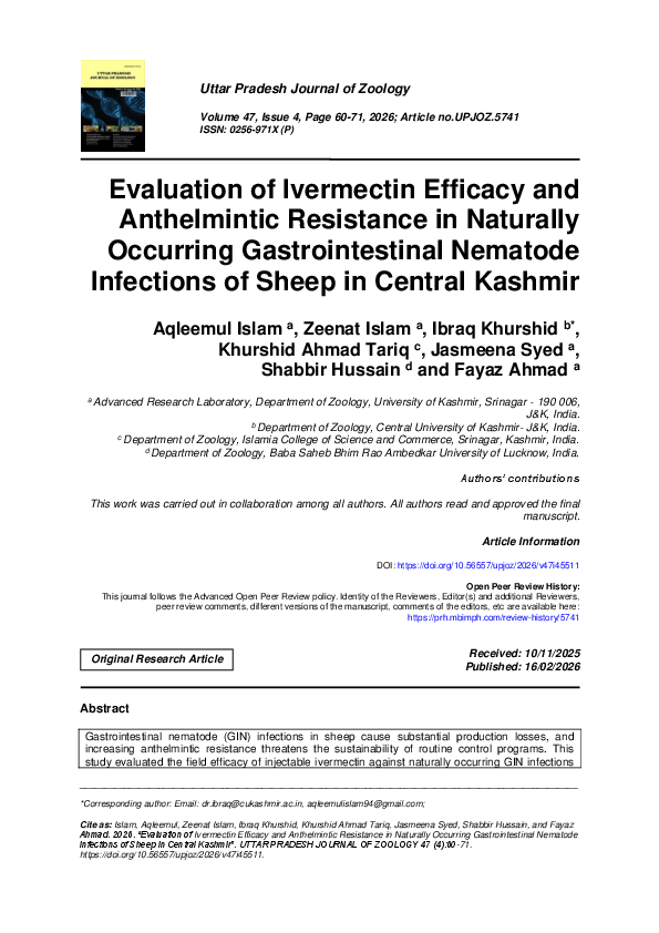 (PDF) Evaluation of Ivermectin Efficacy and Anthelmintic Resistance in ...