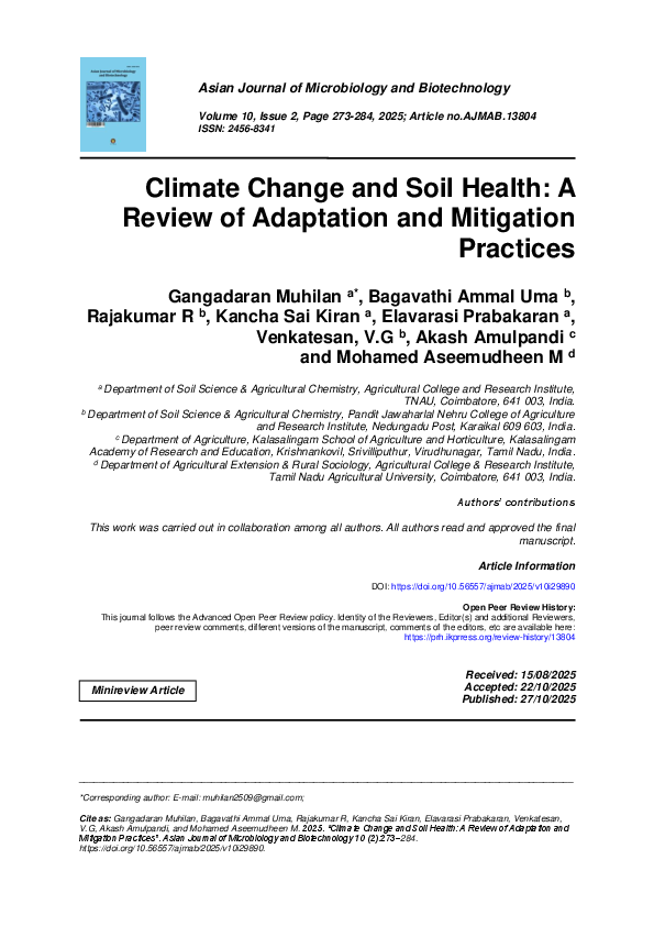 (PDF) Climate Change and Soil Health: A Review of Adaptation and ...