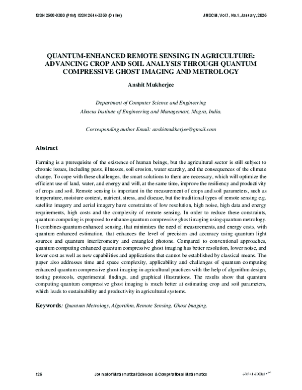 (PDF) QUANTUM-ENHANCED REMOTE SENSING IN AGRICULTURE: ADVANCING CROP ...