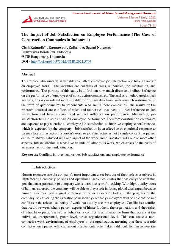 (PDF) The Impact of Job Satisfaction on Employee Performance (The Case ...