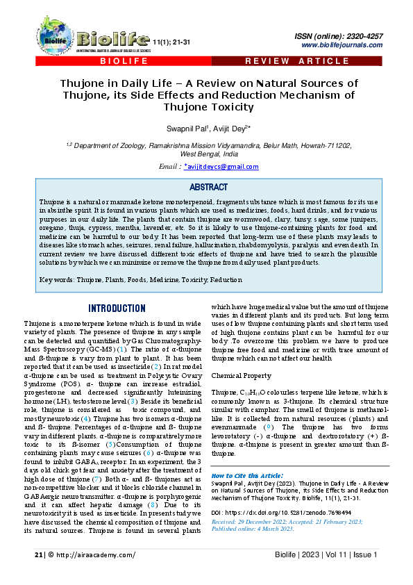 (PDF) Thujone in Daily Life – A Review on Natural Sources of Thujone ...