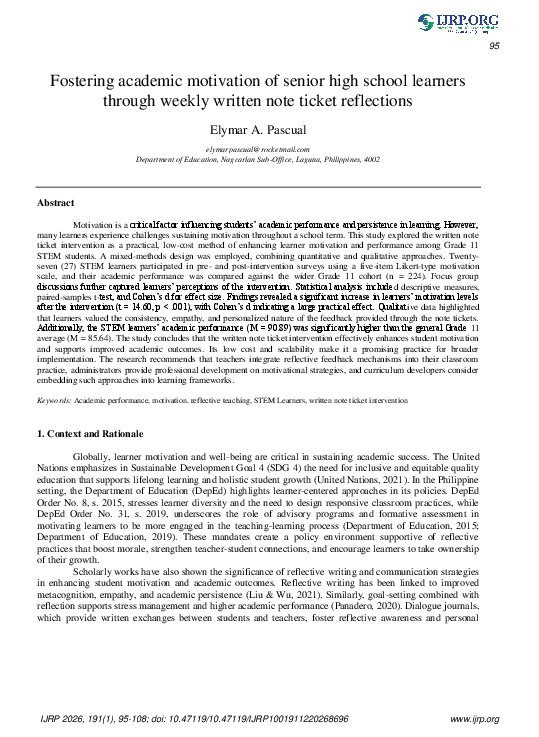 (PDF) Fostering academic motivation of senior high school learners ...