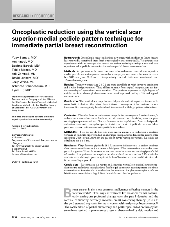 (PDF) Oncoplastic reduction using the vertical scar superior-medial ...