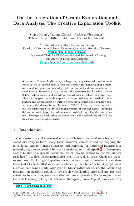 (PDF) On the integration of graph exploration and data analysis: The ...