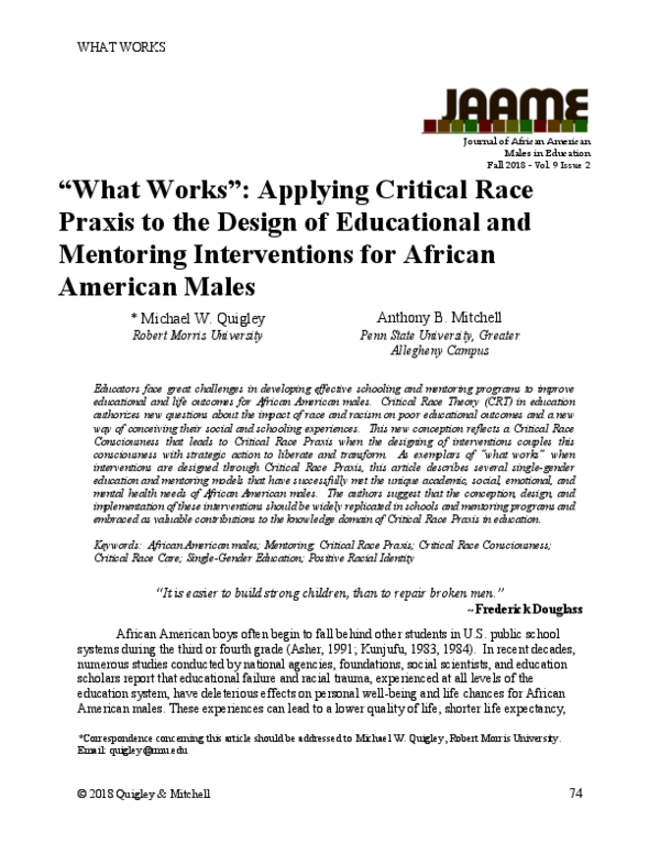 (PDF) “What Works”: Applying Critical Race Praxis to the Design of ...