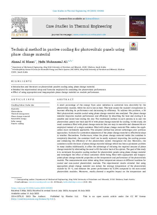 (PDF) Technical method in passive cooling for photovoltaic panels using ...