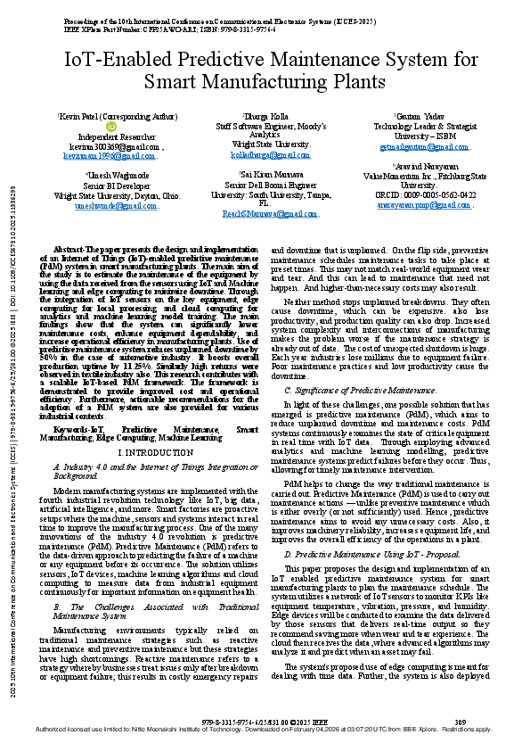 (PDF) IoT-Enabled Predictive Maintenance System for Smart Manufacturing ...