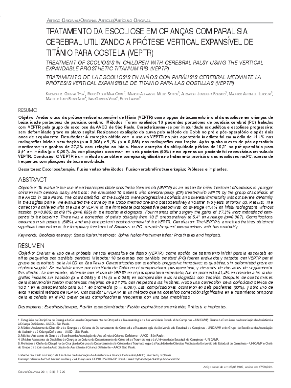 (PDF) Tratamento da escoliose em crianças com paralisia cerebral ...