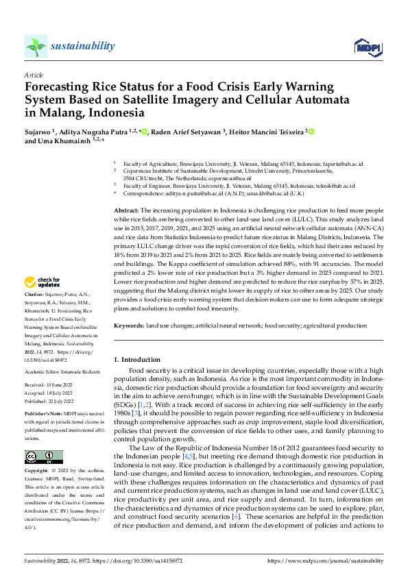 (PDF) Forecasting Rice Status for a Food Crisis Early Warning System ...