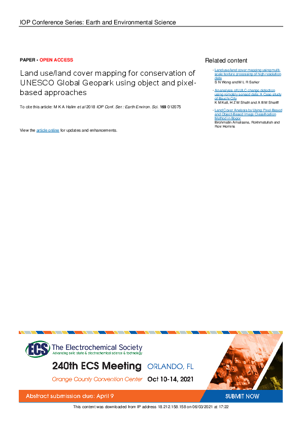 (PDF) Land use/land cover mapping for conservation of UNESCO Global ...