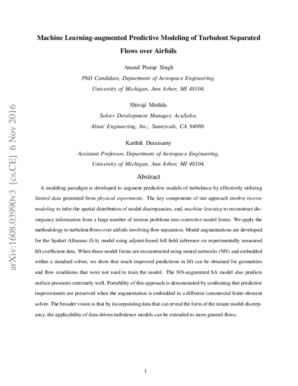 (PDF) Machine-Learning-Augmented Predictive Modeling of Turbulent ...