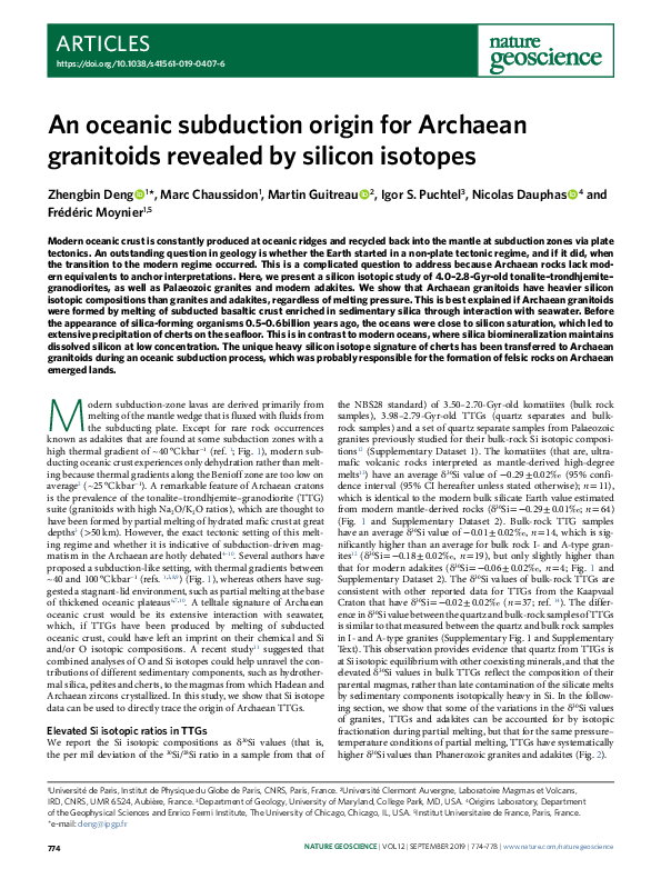 (PDF) An oceanic subduction origin for Archaean granitoids revealed by ...
