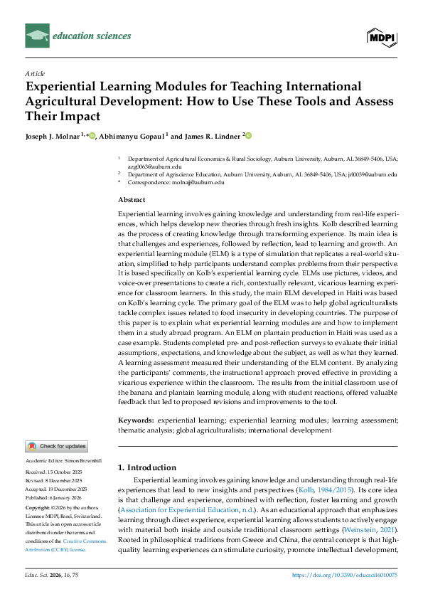 (PDF) Experiential Learning Modules for Teaching International ...
