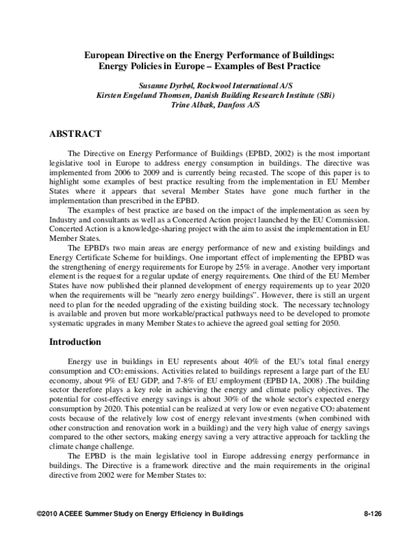 (PDF) European Directive on the Energy Performance of Buildings: Energy ...