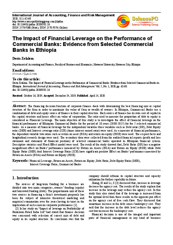 (PDF) The Impact of Financial Leverage on the Performance of Commercial ...