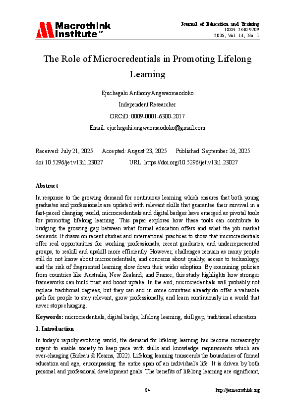 (PDF) The Role of Microcredentials in Promoting Lifelong Learning