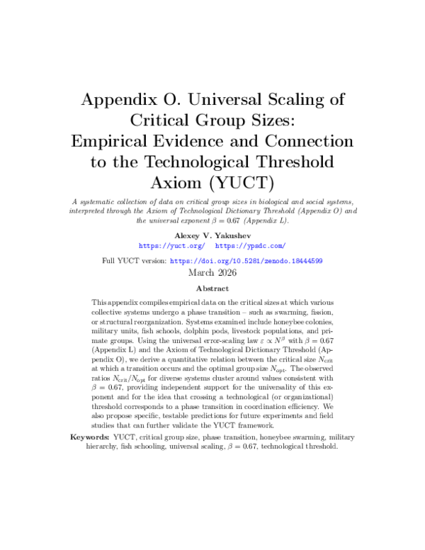 (PDF) Appendix O YUCT Universal Scaling of Critical Group Sizes Biology ...