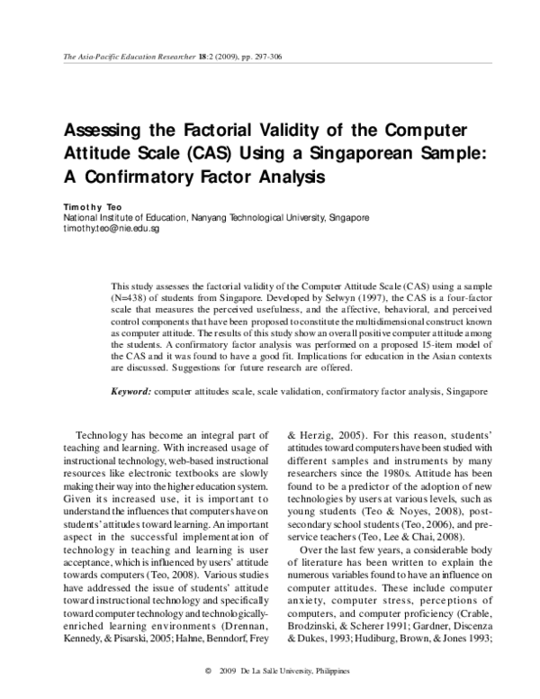 (PDF) Assessing the Factorial Validity of the Computer Attitude Scale ...