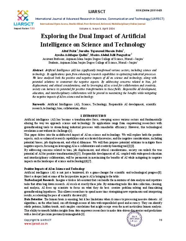 (PDF) Exploring the Dual Impact of Artificial Intelligence on Science ...