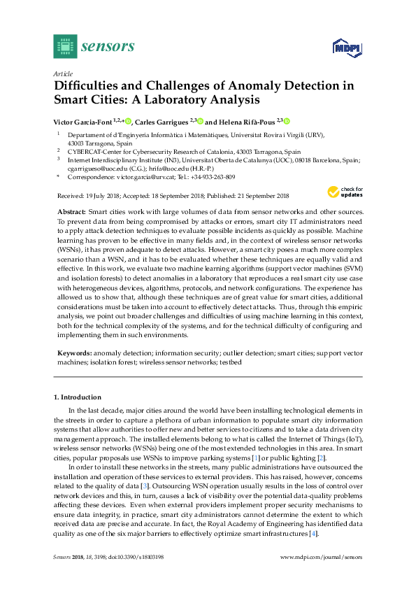 (PDF) Difficulties and Challenges of Anomaly Detection in Smart Cities ...