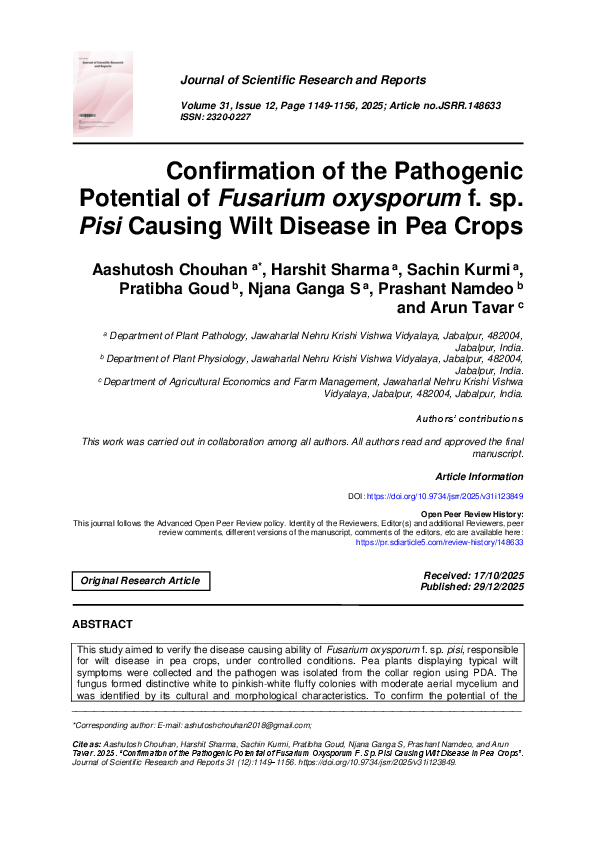 (PDF) Confirmation of the Pathogenic Potential of Fusarium oxysporum f ...
