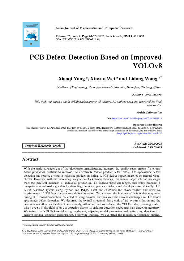 (PDF) PCB Defect Detection Based on Improved YOLOv8