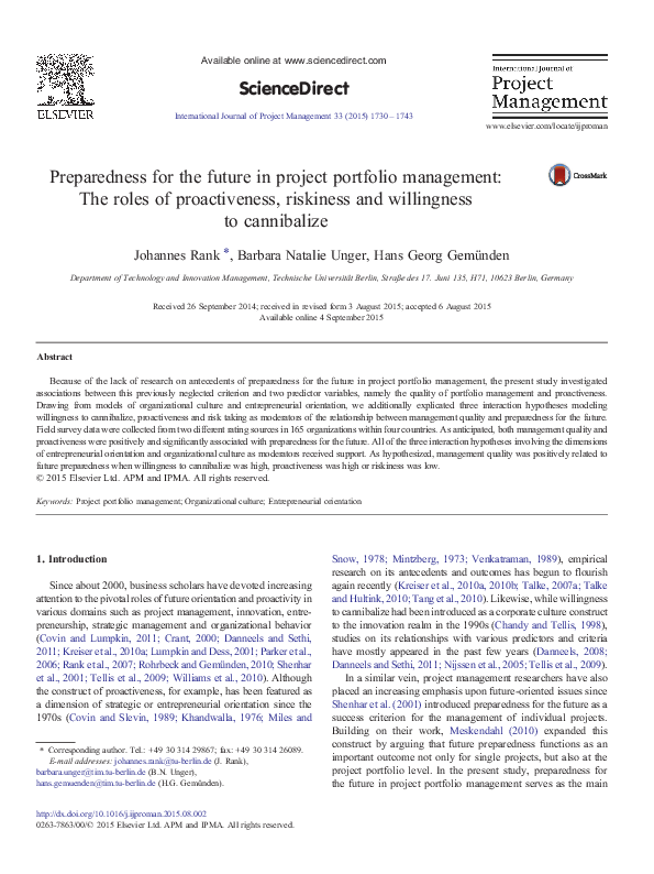 (PDF) Preparedness for the future in project portfolio management: The ...